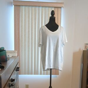 Classic White V-Neck Women's Top
